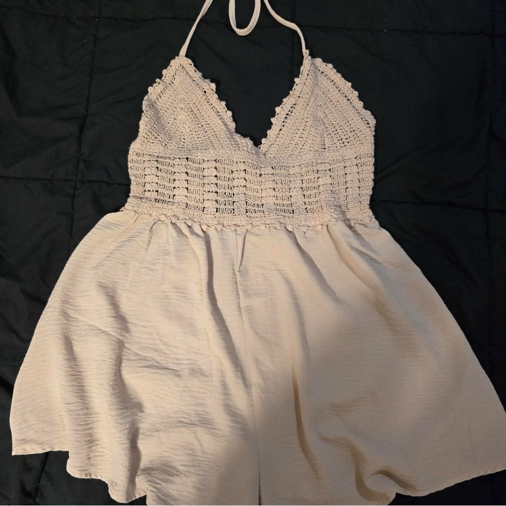 Cream Crochet Halter neck Romper size S